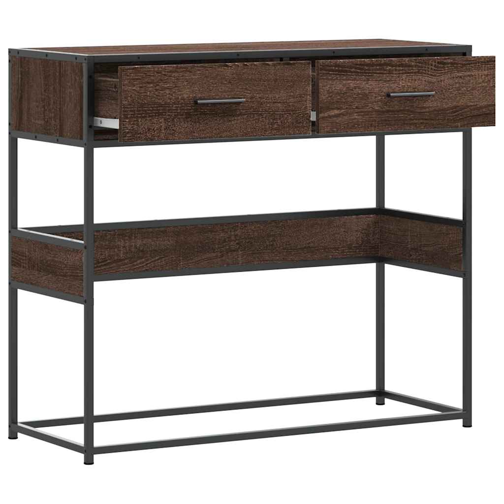 Masuta consola, stejar maro, 90x35x80 cm, lemn prelucrat — imaginea 7