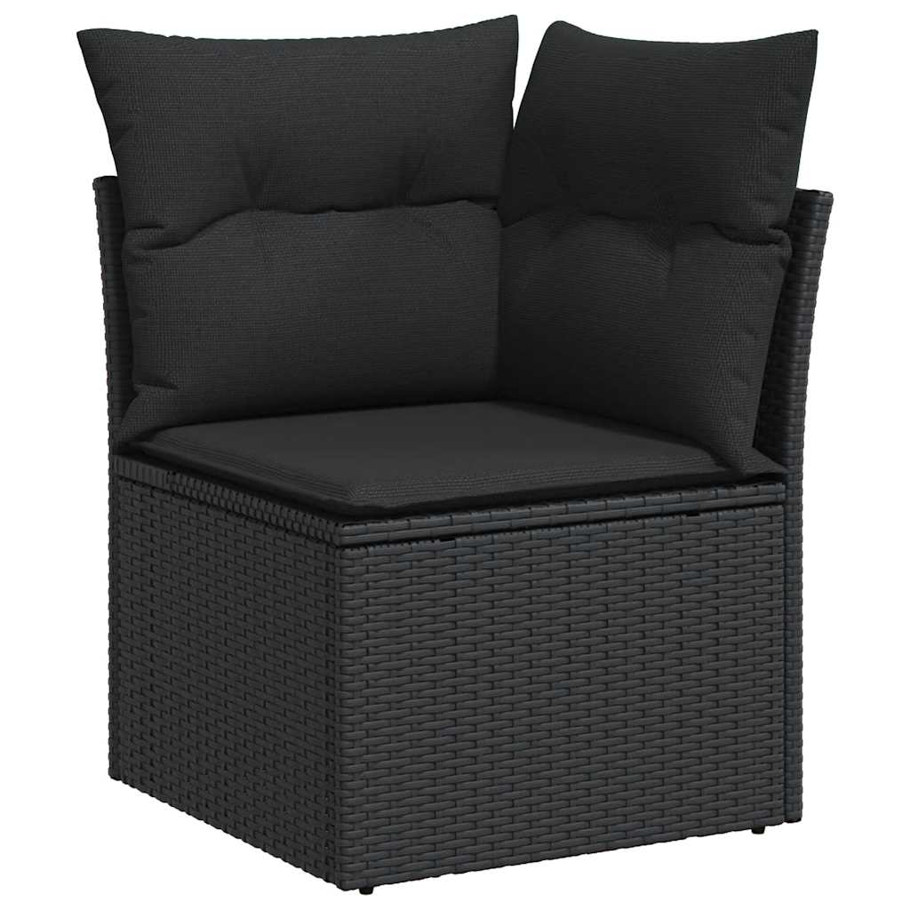 Set mobilier de gradina cu perne, 9 piese, negru, poliratan — imaginea 4
