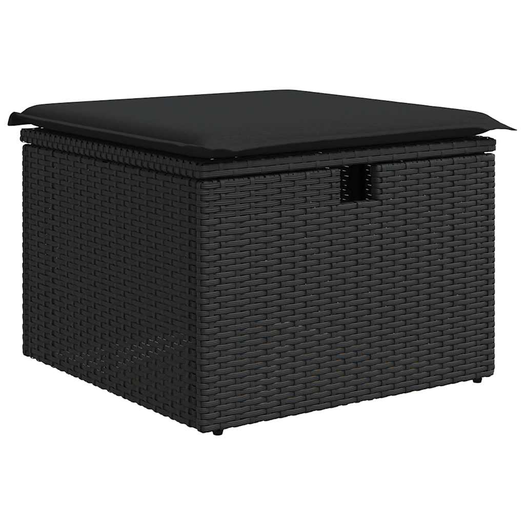 Set mobilier de gradina cu perne, 9 piese, negru, poliratan — imaginea 5