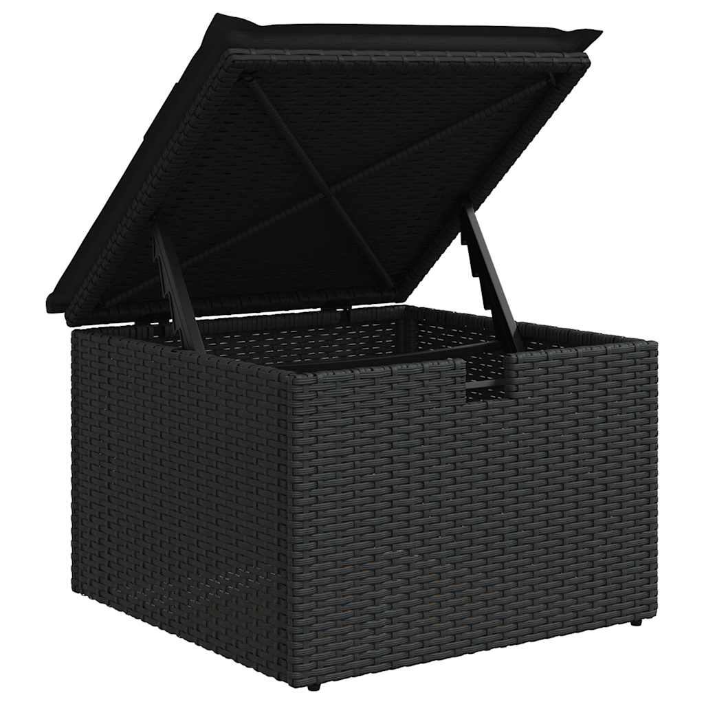 Set mobilier de gradina cu perne, 9 piese, negru, poliratan — imaginea 9