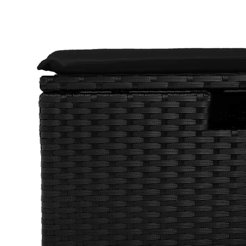 Set mobilier de gradina cu perne, 9 piese, negru, poliratan — imaginea 11