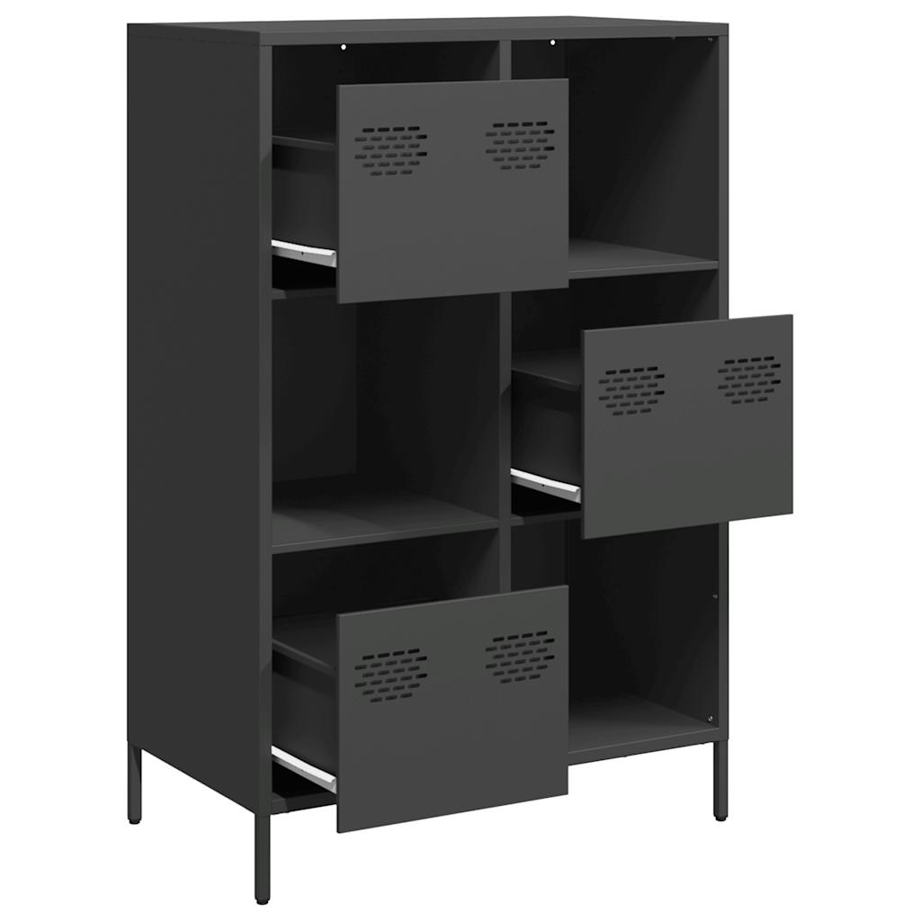 Dulap inalt, negru, 68x39x103,5 cm, otel — imaginea 4