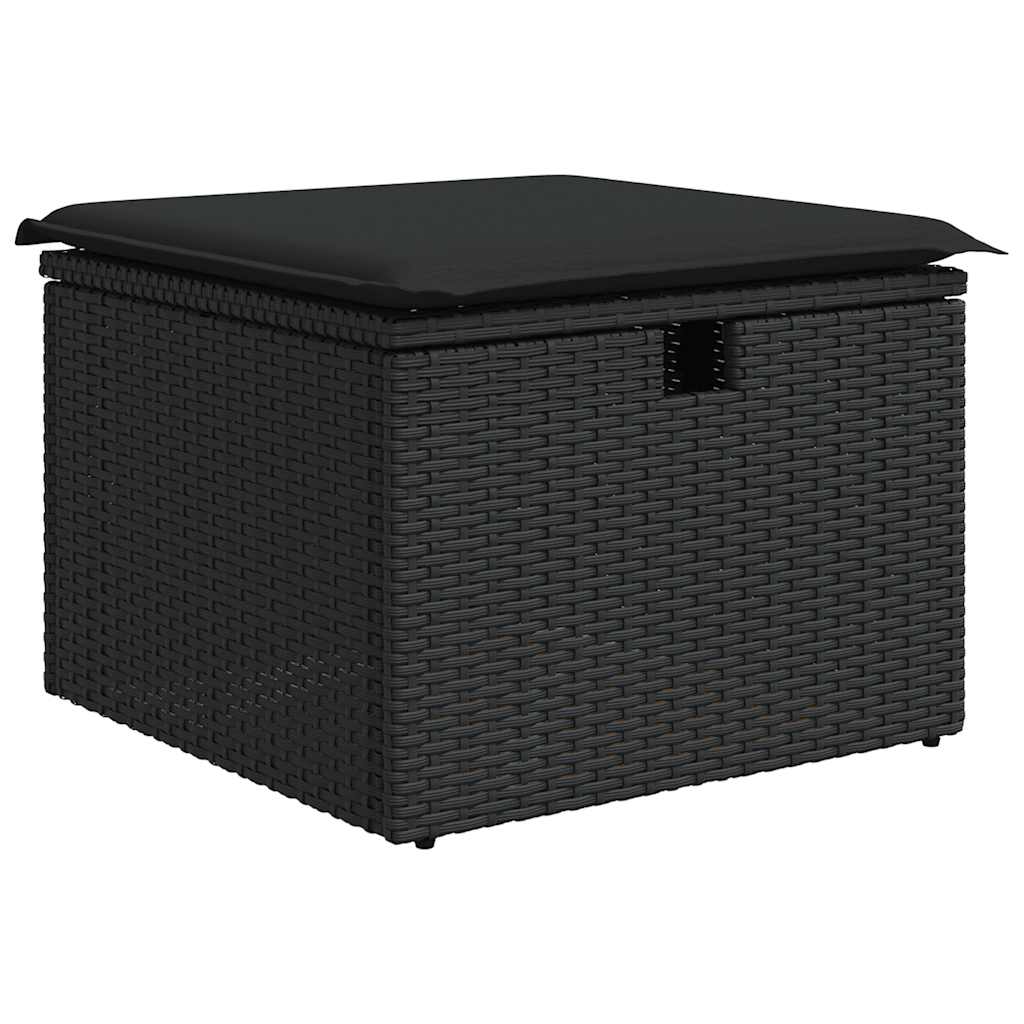 Set canapele de gradina cu perne, 7 piese, negru, poliratan — imaginea 6