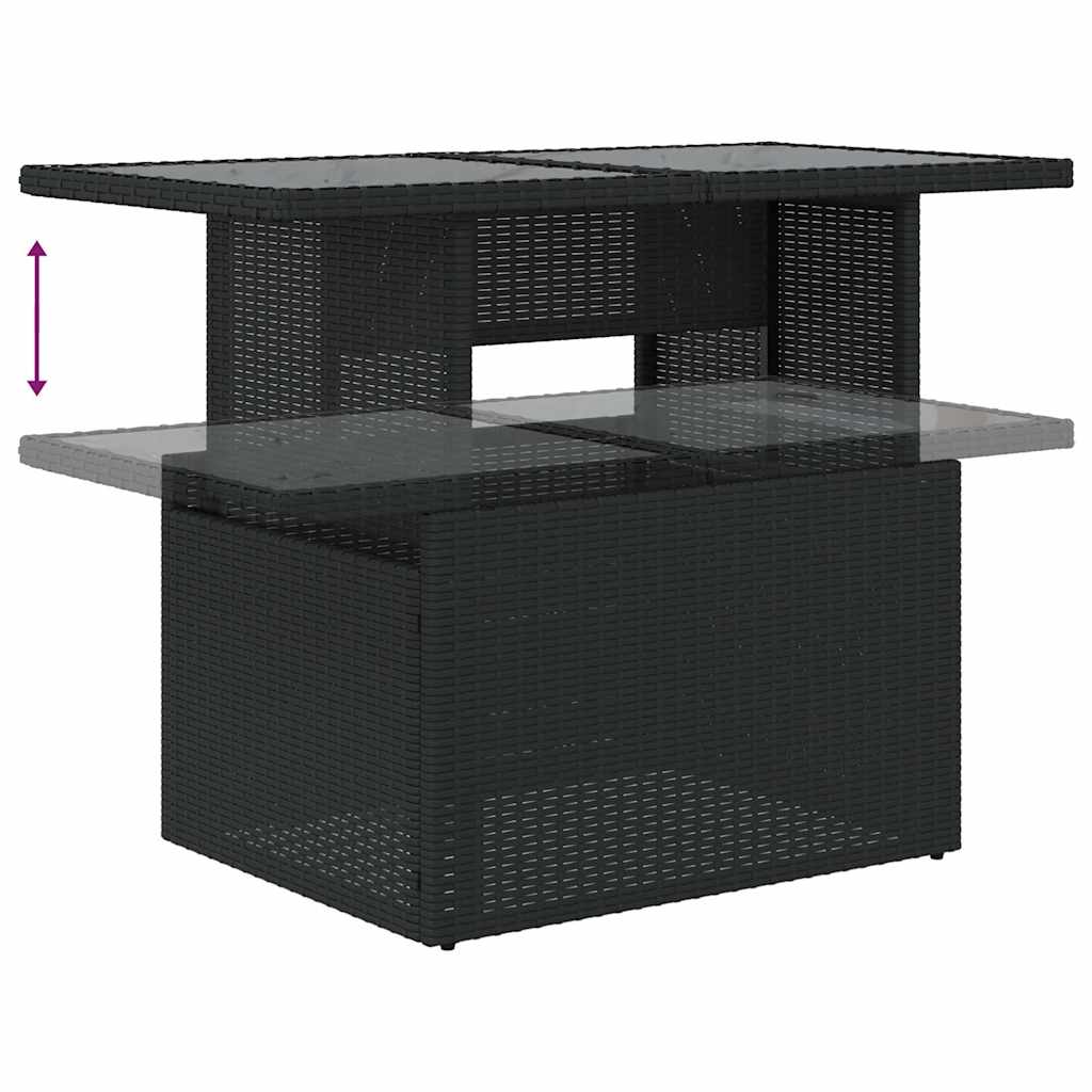 Set mobilier de gradina cu perne, 6 piese, negru, poliratan — imaginea 9