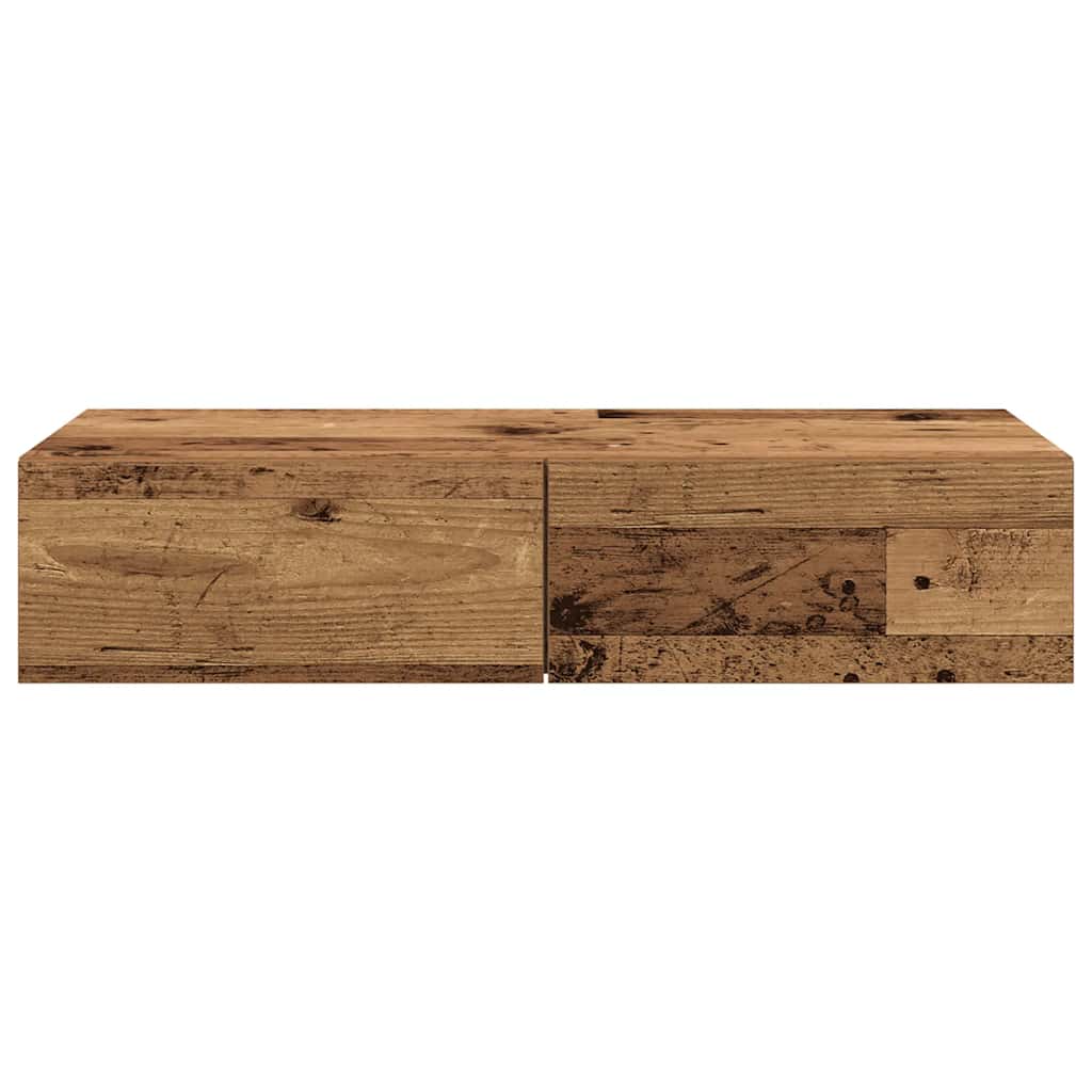 Raft de perete cu sertare Lemn vechi 80x33x17 cm Lemn prelucrat — imaginea 4