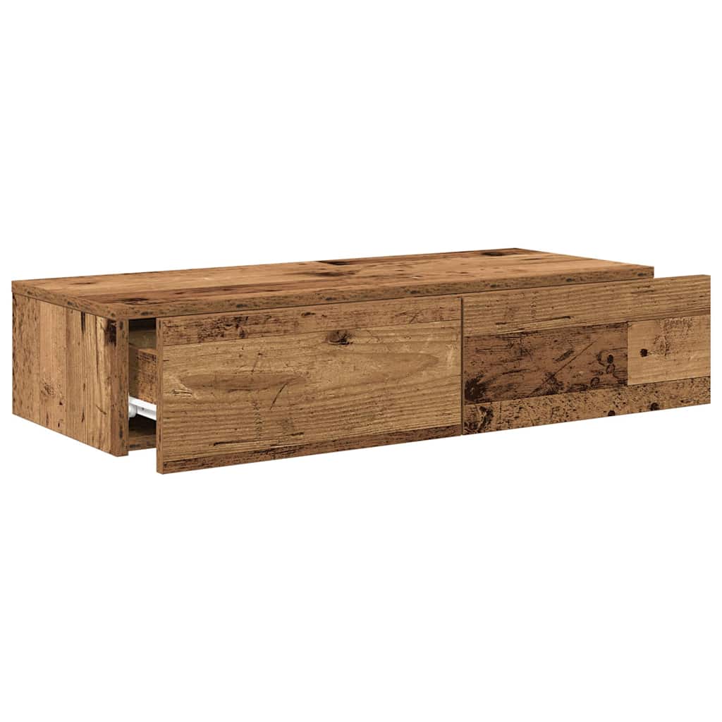 Raft de perete cu sertare Lemn vechi 80x33x17 cm Lemn prelucrat — imaginea 7