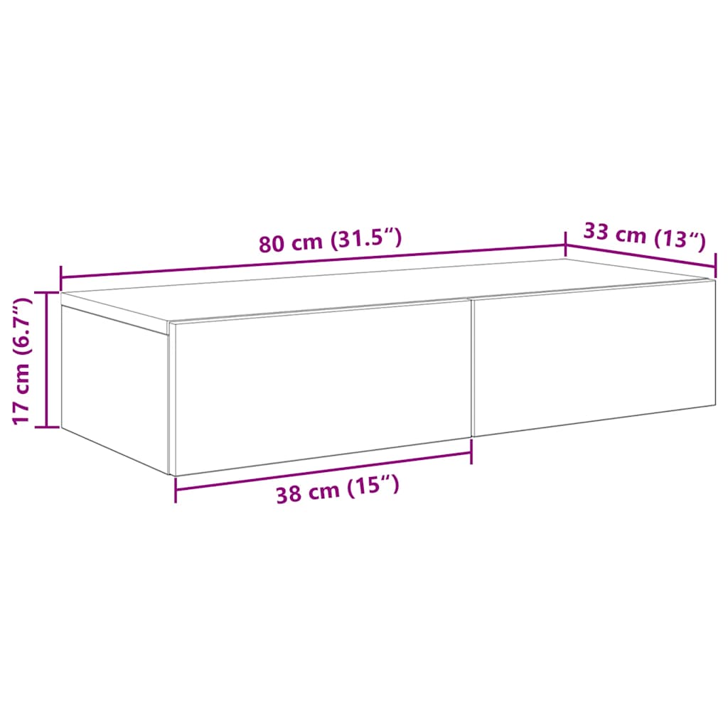 Raft de perete cu sertare Lemn vechi 80x33x17 cm Lemn prelucrat — imaginea 11