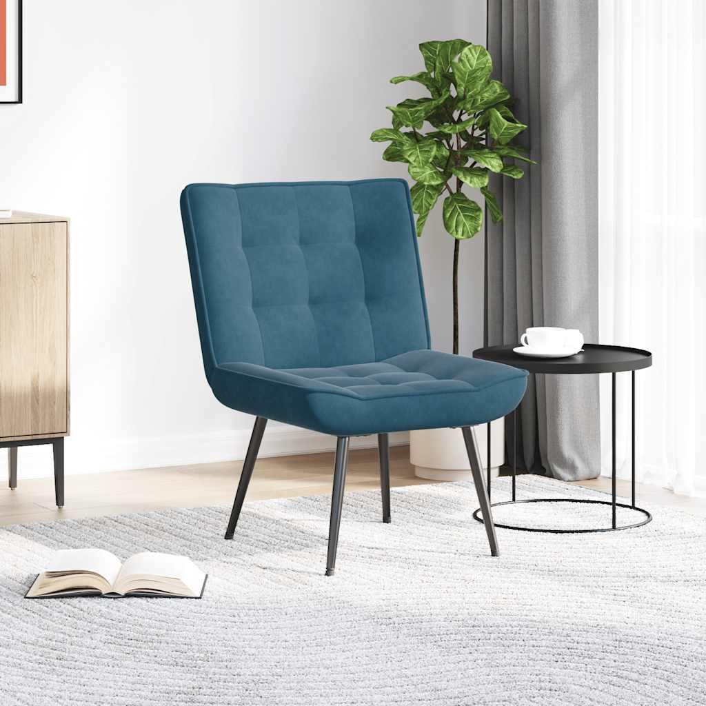 Scaun de relaxare albastru 64x74x84 cm catifea — imaginea 3