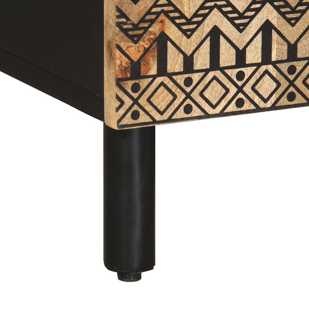 Dulap TV, negru, 105x33,5x46 cm, lemn masiv de mango brut — imaginea 8