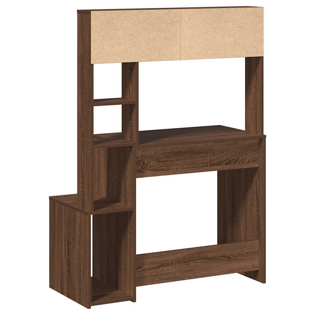 Birou cu rafturi, stejar maro, 100x45x140 cm, lemn compozit — imaginea 6
