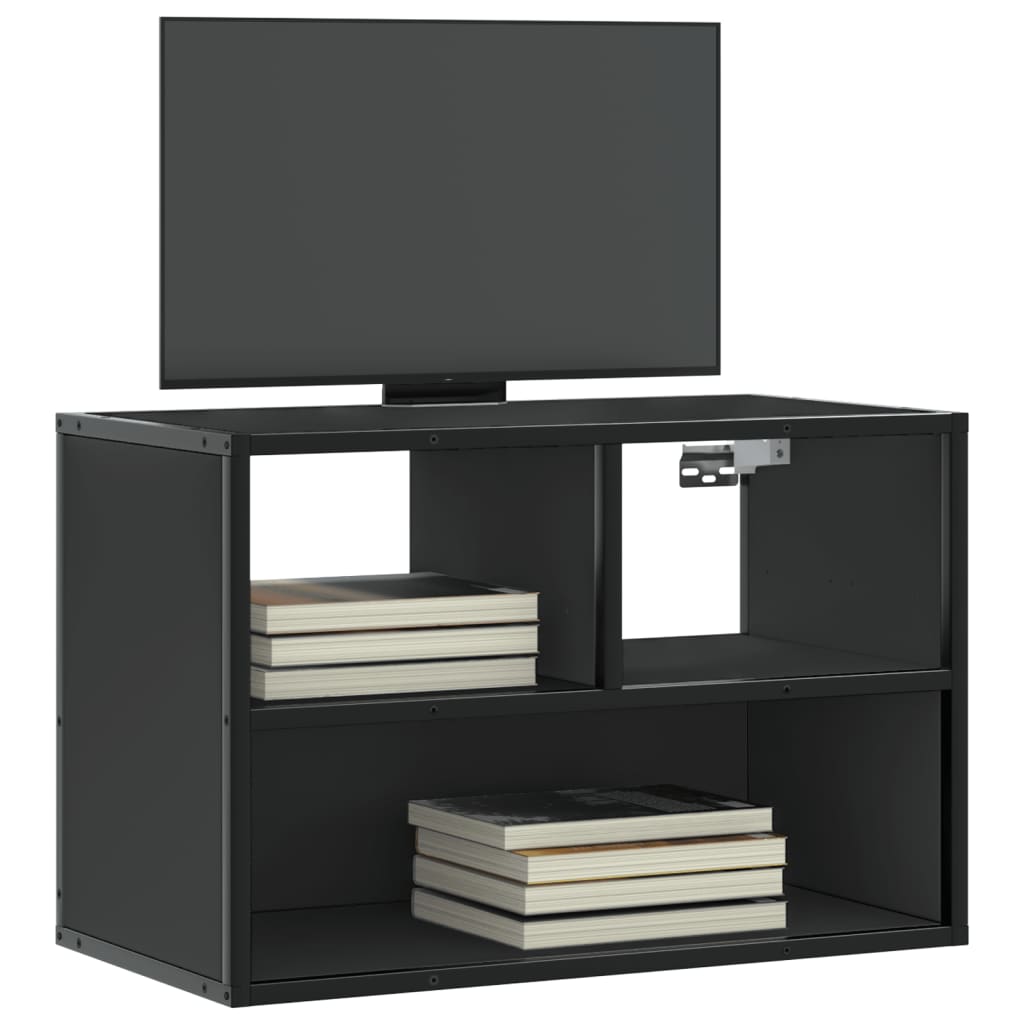 Dulap TV, negru, 60x31x39,5 cm, lemn prelucrat si metal — imaginea 2