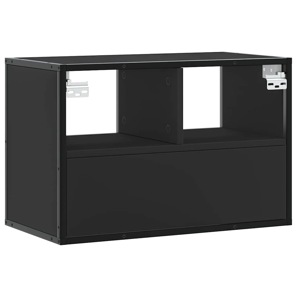 Dulap TV, negru, 60x31x39,5 cm, lemn prelucrat si metal — imaginea 6