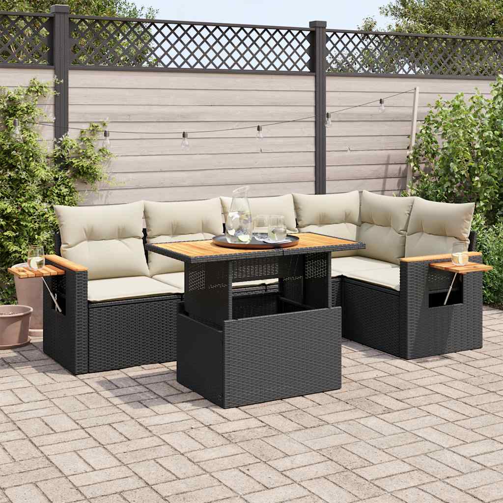 Set mobilier de gradina cu perne, 5 piese,poliratan/lemn acacia — imaginea 2