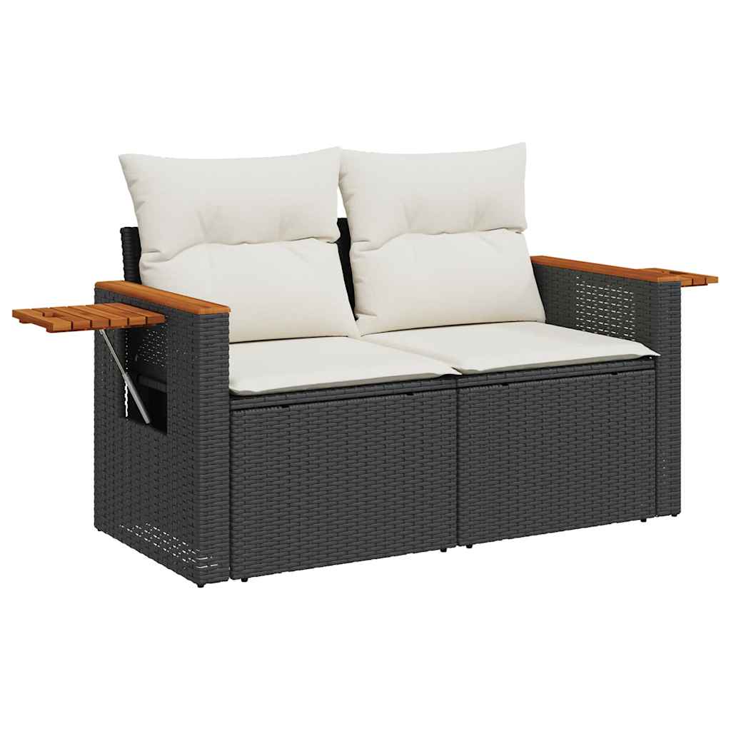 Set mobilier de gradina cu perne, 5 piese,poliratan/lemn acacia — imaginea 5