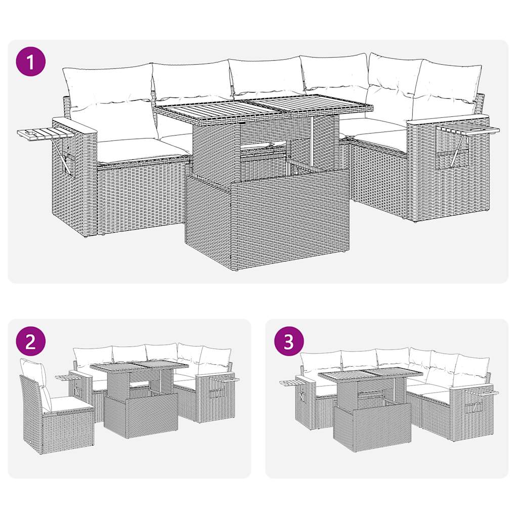 Set mobilier de gradina cu perne, 5 piese,poliratan/lemn acacia — imaginea 7