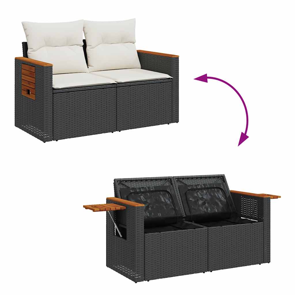 Set mobilier de gradina cu perne, 5 piese,poliratan/lemn acacia — imaginea 10