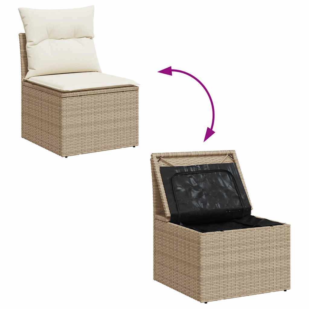 Set canapele gradina cu perne 7 piese bej poliratan/lemn acacia — imaginea 7