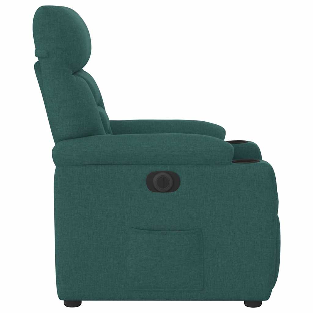 Fotoliu rabatabil electric, verde inchis, material textil — imaginea 6