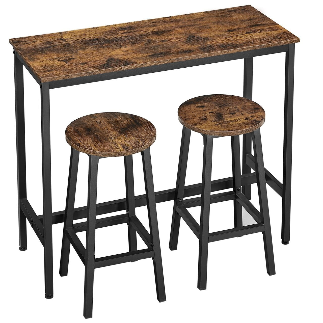 Masa pentru bucatarie/living/bar + 2 scaune, Artool, pal si otel, maro rustic, 100x40x90 cm — imaginea 2