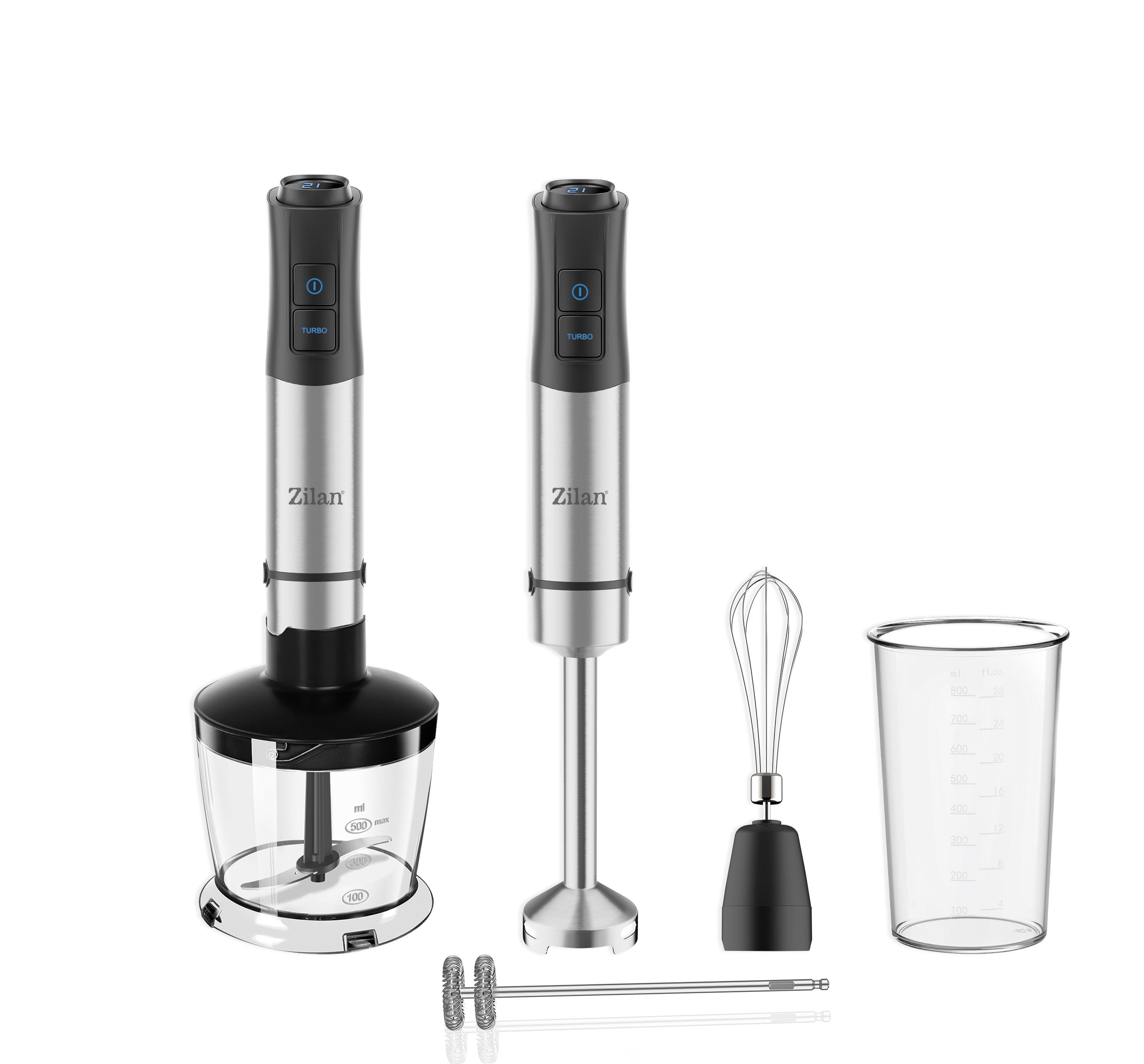 Mixer vertical 5 in 1 Zilan ZLN3939, Putere 1200W, 12 trepte de viteza, Functie Turbo, Afisaj digital, Inox - imagine 2