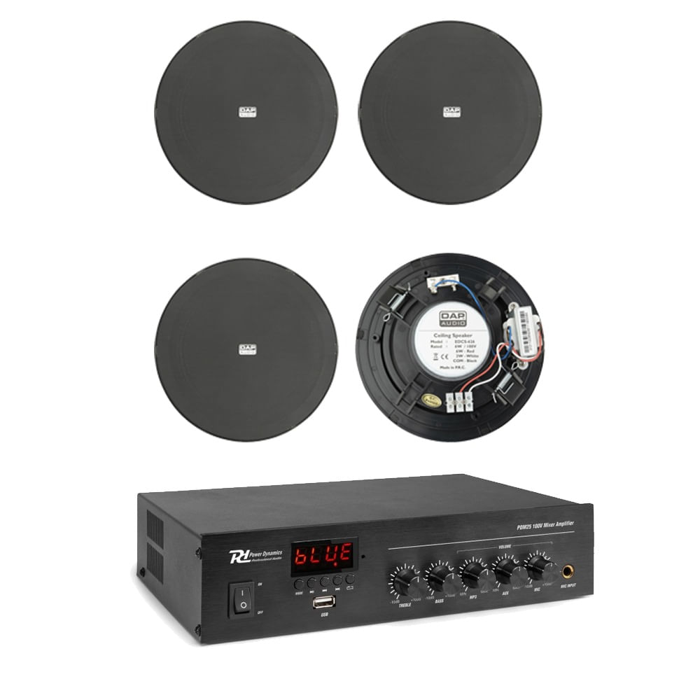 Sistem Audio Ceiling Speakers 4 Negru, USB, FM, Bluetooth