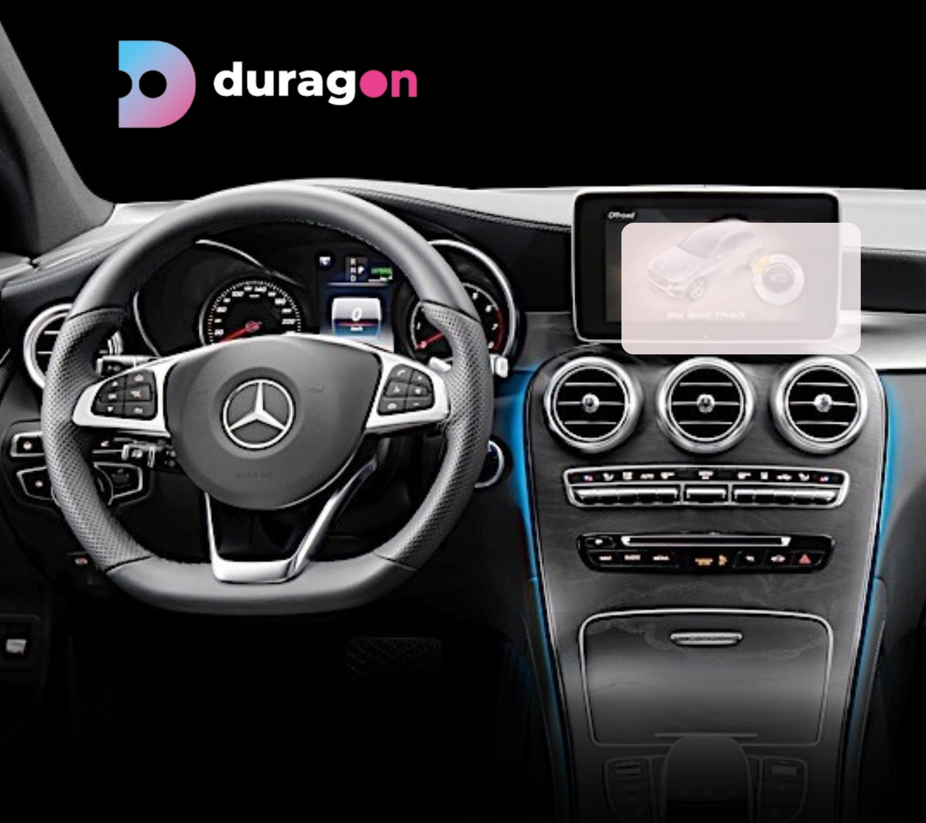 Folie protectie navigatie Mercedes-Benz GLC (X253) 2019-2022, Duragon, protectie display, silicon mat, kit instalare