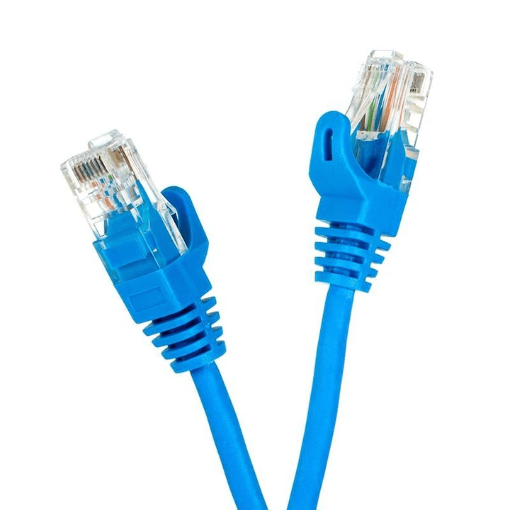 Cablu Retea Premium UTP Internet LAN Mufa RJ-45 CAT5e lungime 30 metri Albastru