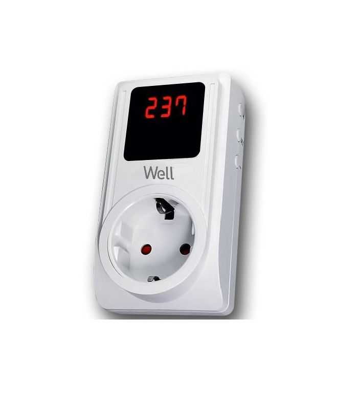 Stecher schuko 16A 3680W cu protectie la joasa si inalta tensiune ecran digital Well