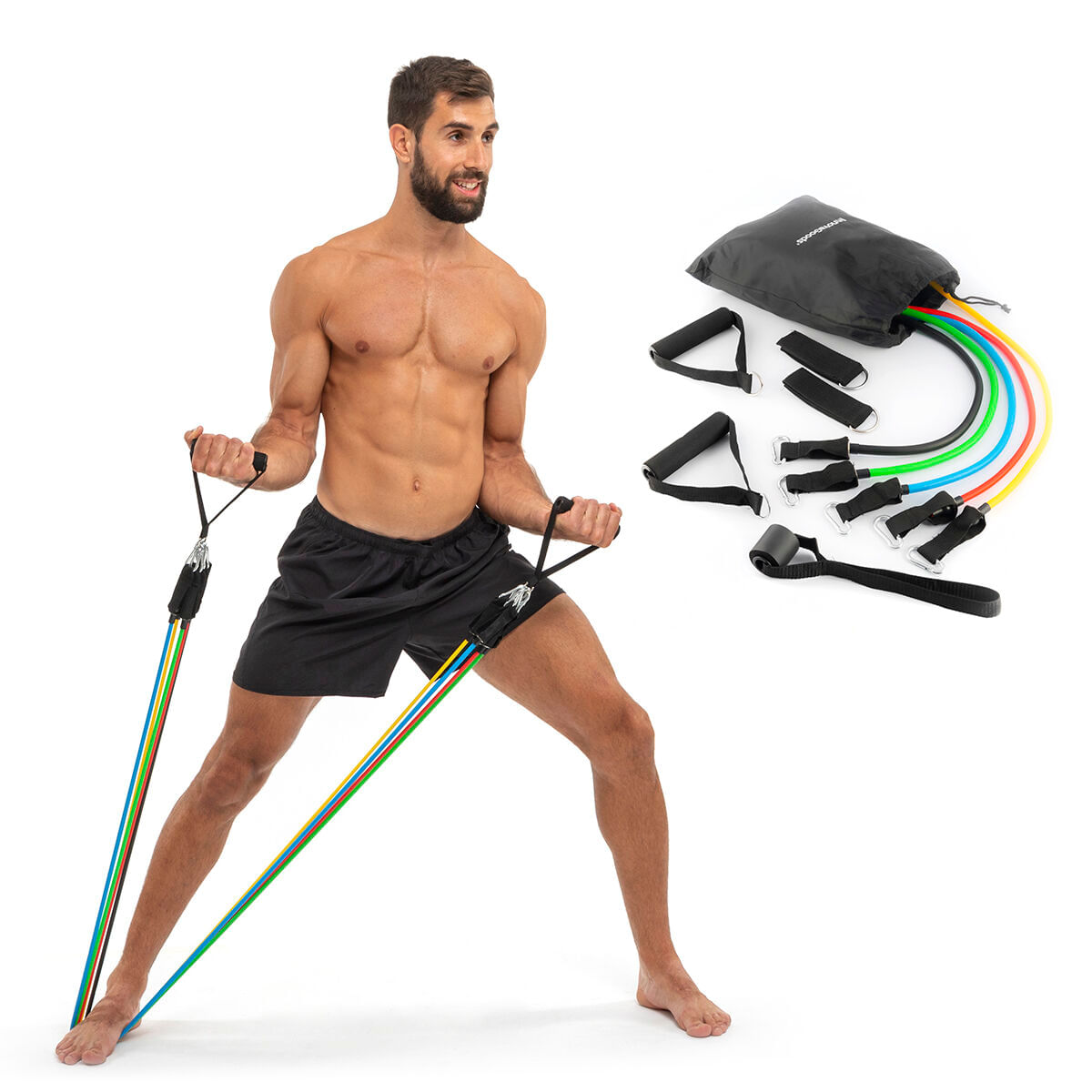 Set de benzi de rezistenta cu accesorii si ghid de exercitii Rebainer InnovaGoods 5 Unitati - 5 | YEO