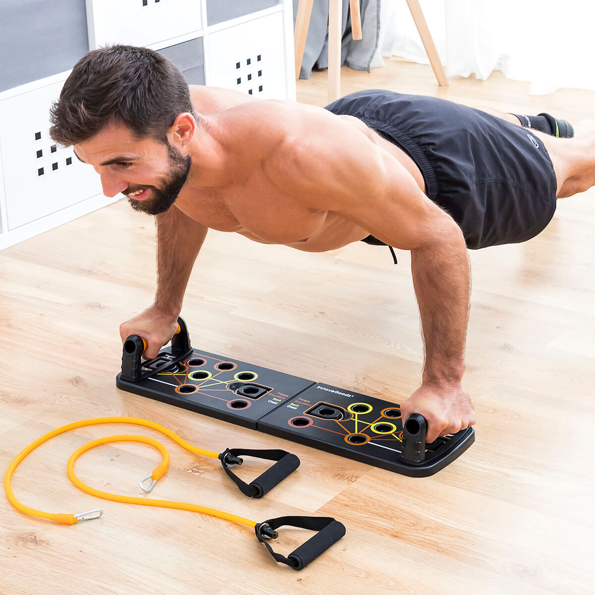 Masa Push-Up cu benzi de rezistenta si ghid de exercitii Pulsher InnovaGoods