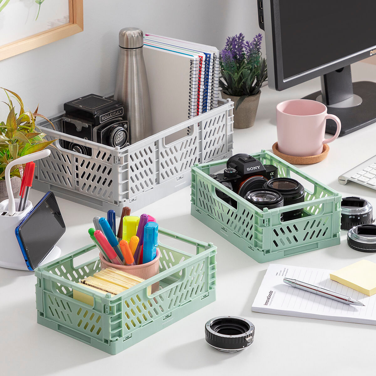 Set de 3 cutii organizatoare pliabile si stivuibile Boxtor InnovaGoods
