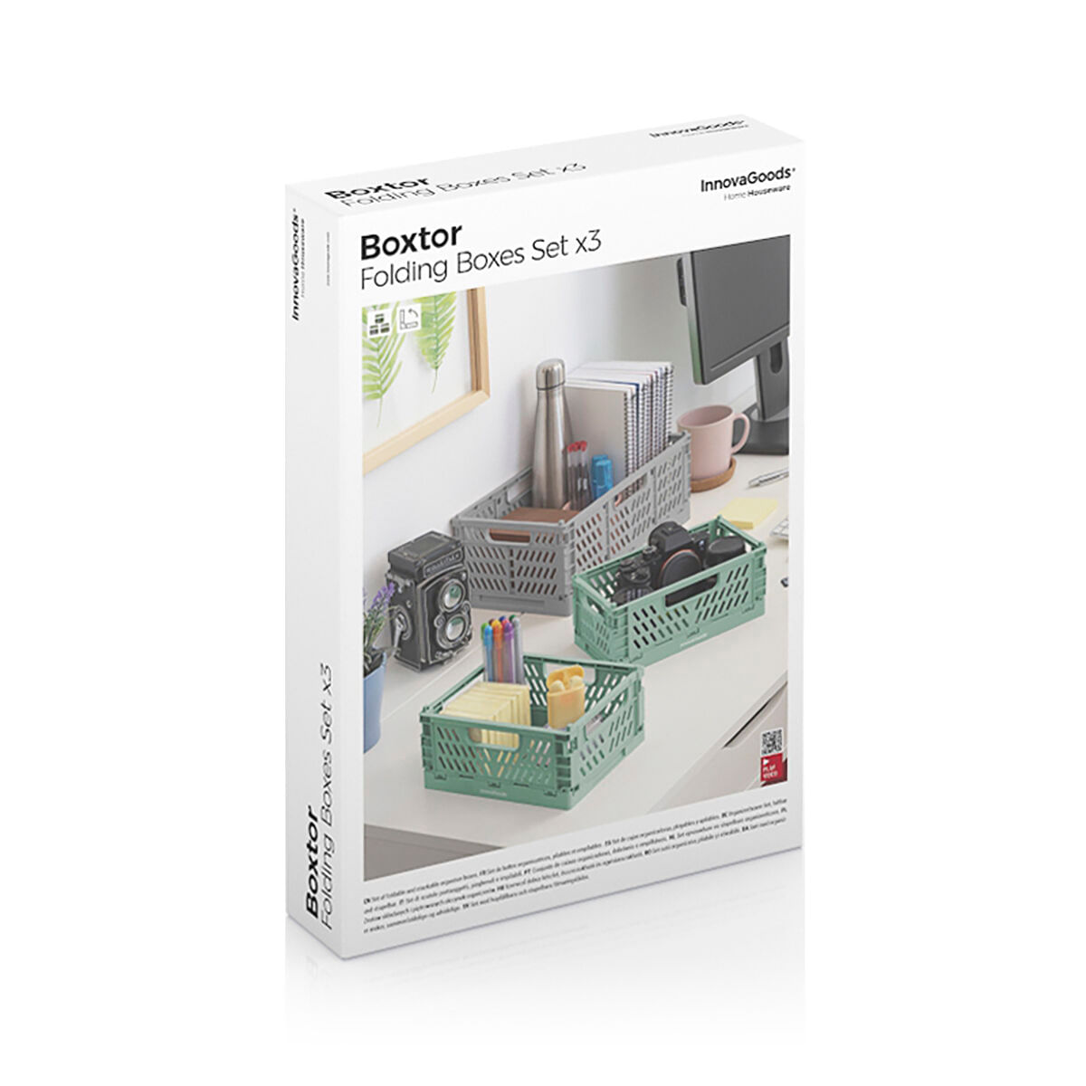 Set de 3 cutii organizatoare pliabile si stivuibile Boxtor InnovaGoods - 1 | YEO