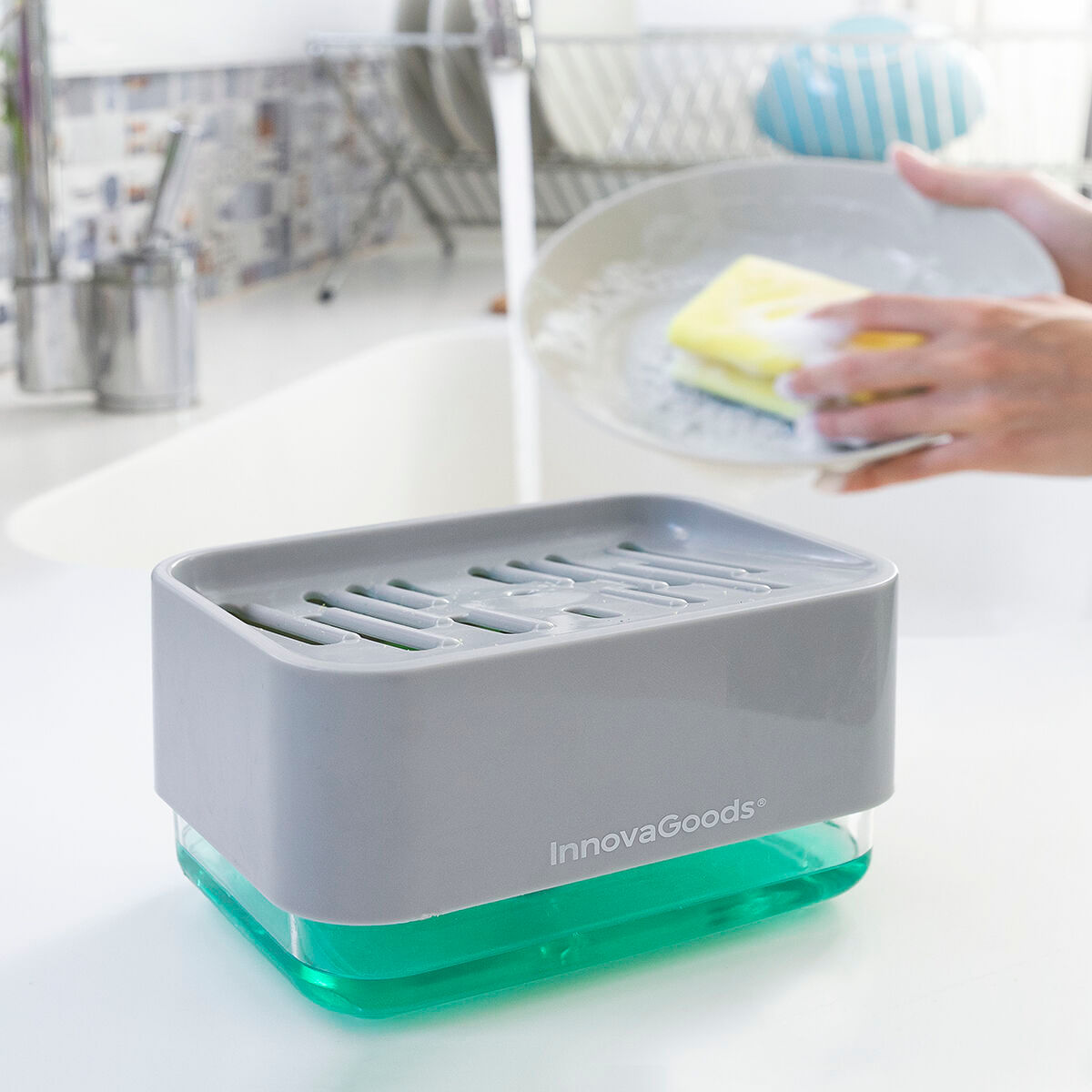 Distribuitor de sapun 2-in-1 pentru chiuveta Pushoap InnovaGoods