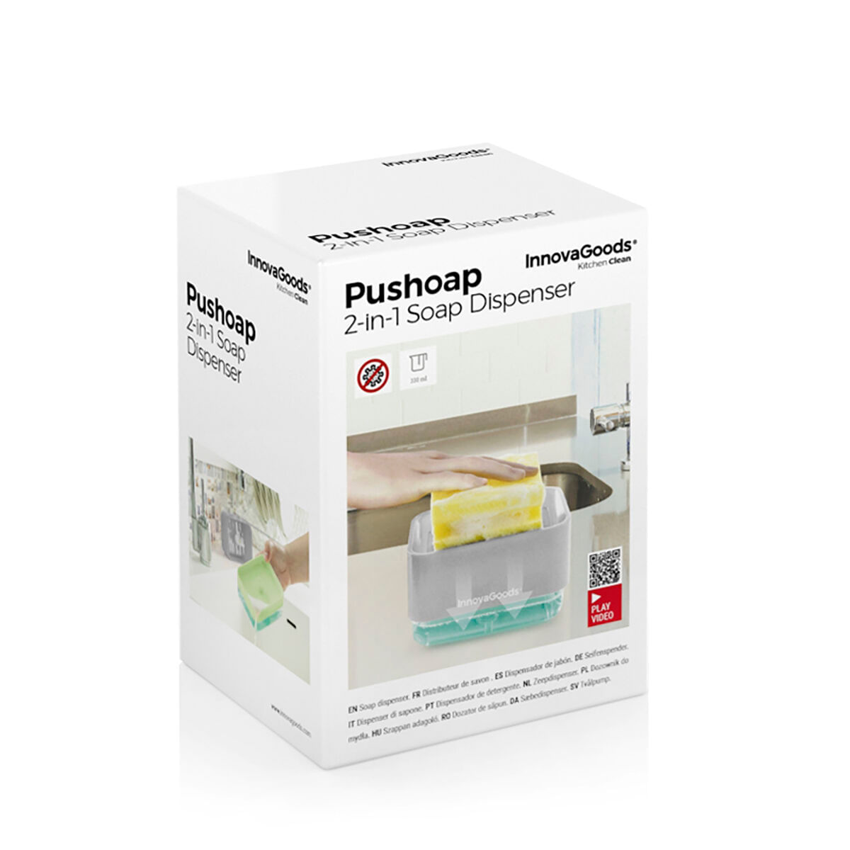 Distribuitor de sapun 2-in-1 pentru chiuveta Pushoap InnovaGoods - 1 | YEO