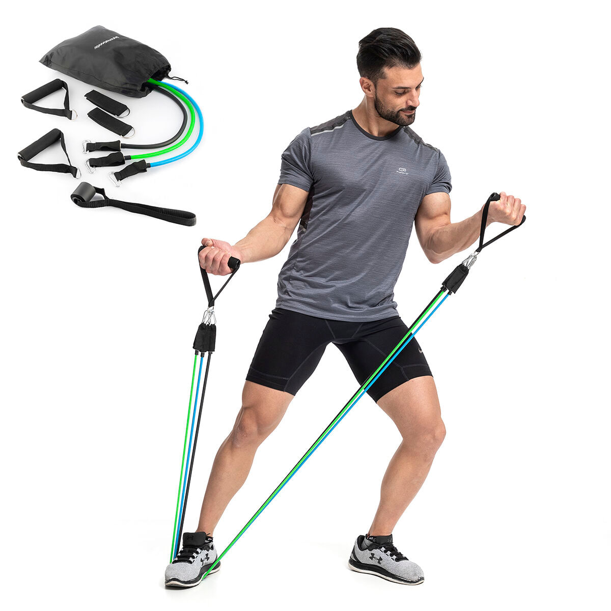 Set de benzi de rezistenta cu accesorii si ghid de exercitii Tribainer InnovaGoods 3 Unitati - 5 | YEO