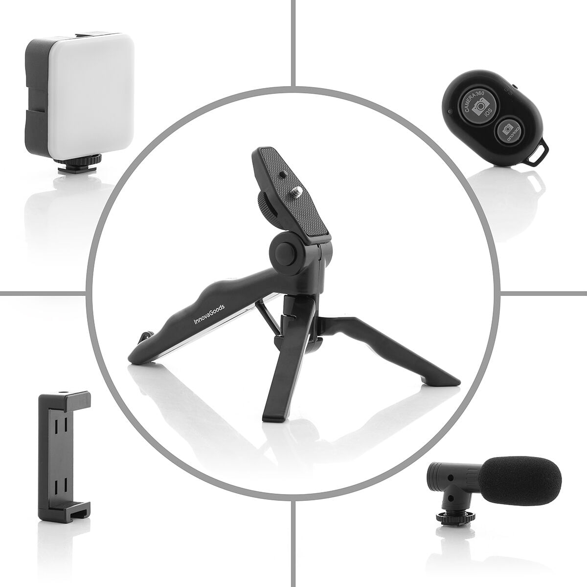 Kit de Vlogging cu lumina, microfon si telecomanda Plodni InnovaGoods 6 Piese - 3 | YEO