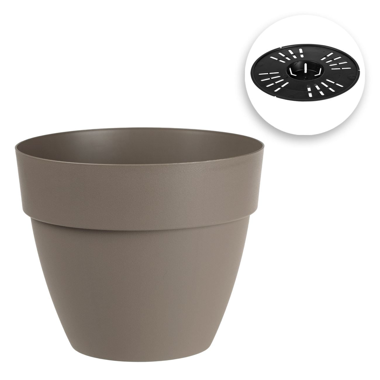 Ghiveci flori, plastic, mocca, diametru 20x 16.5cm, capacitate 3.5l, sistem de scurgere interna — imaginea 2