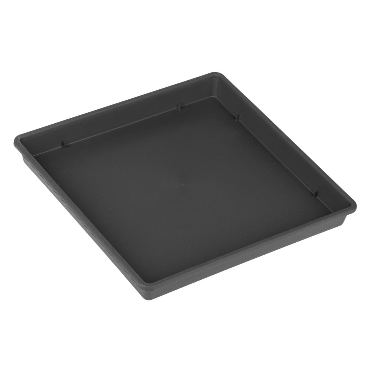 Farfurie ghiveci plastic, model patrata, culoare antracit, dimensiuni 29 x 29 x 3cm