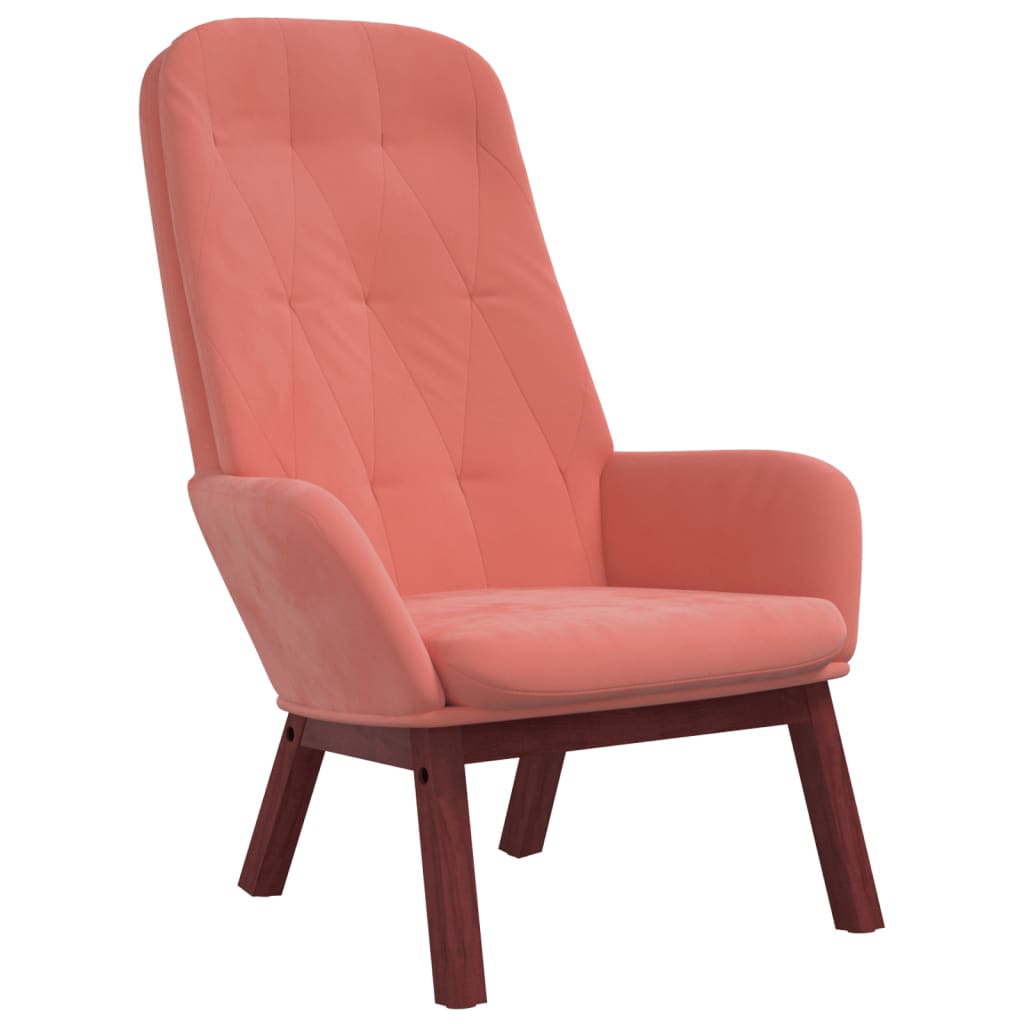 Fotoliu de relaxare cu taburet, roz, catifea — imaginea 4