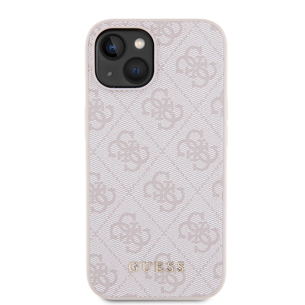 Husa pentru iPhone 15 / iPhone 14 / iPhone 13 - Guess Hardcase 4G Metal Gold Logo (GUHCP15SG4GFPI) - Pink - 2 | YEO