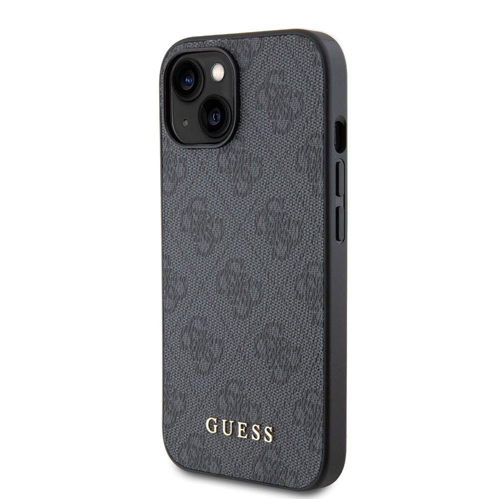 Husa pentru iPhone 15 / iPhone 14 / iPhone 13 - Guess Hardcase 4G Metal Gold Logo (GUHCP15SG4GFGR) - Gri - 2 | YEO