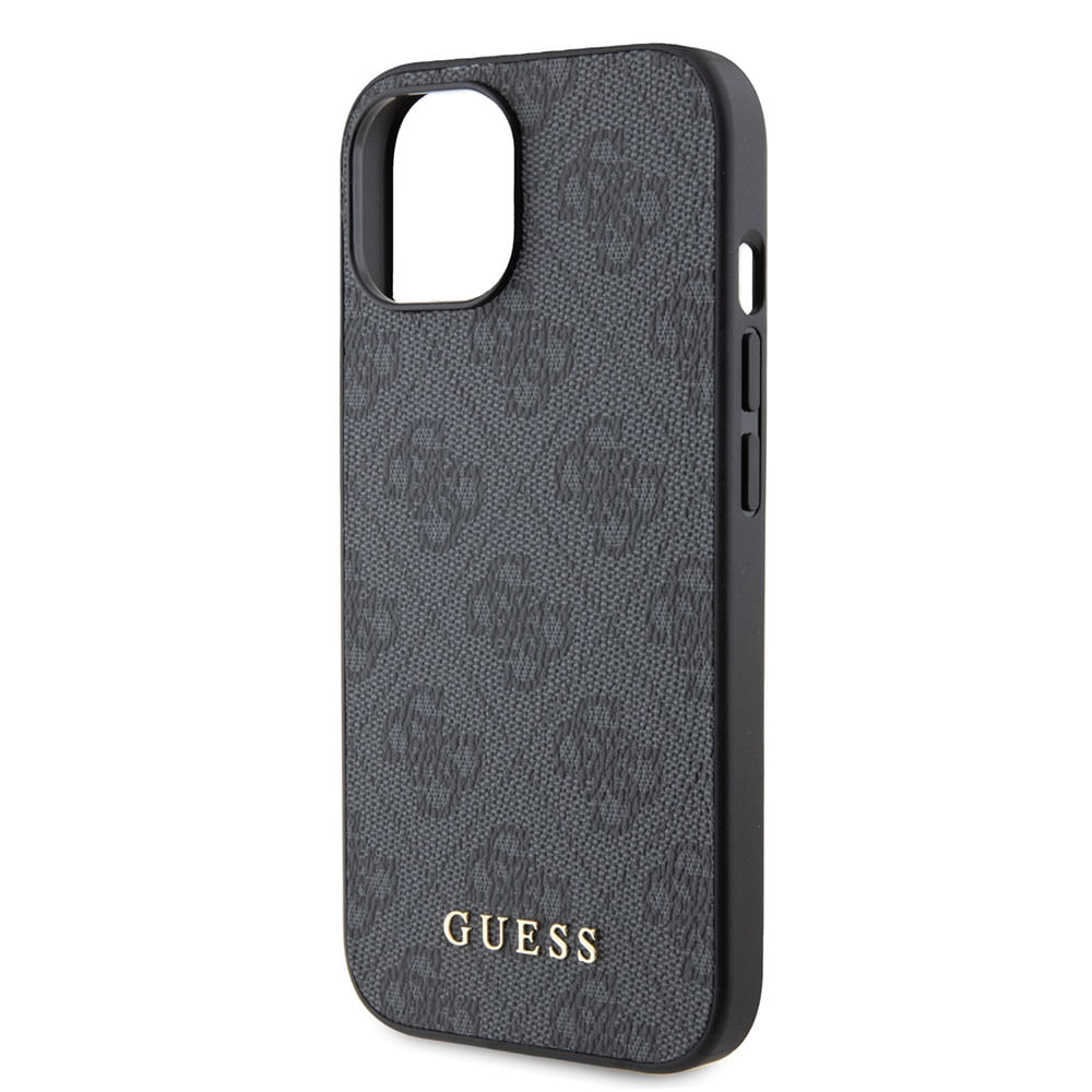 Husa pentru iPhone 15 / iPhone 14 / iPhone 13 - Guess Hardcase 4G Metal Gold Logo (GUHCP15SG4GFGR) - Gri - 4 | YEO