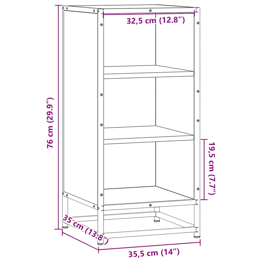Dulap, stejar fumuriu, 35,5x35x76 cm, lemn prelucrat si metal — imaginea 9