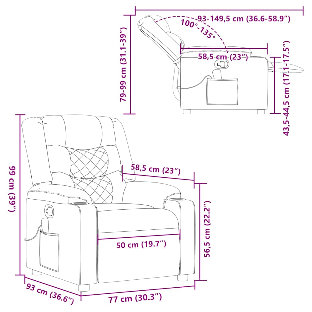 Fotoliu de masaj rabatabil, maro, material textil