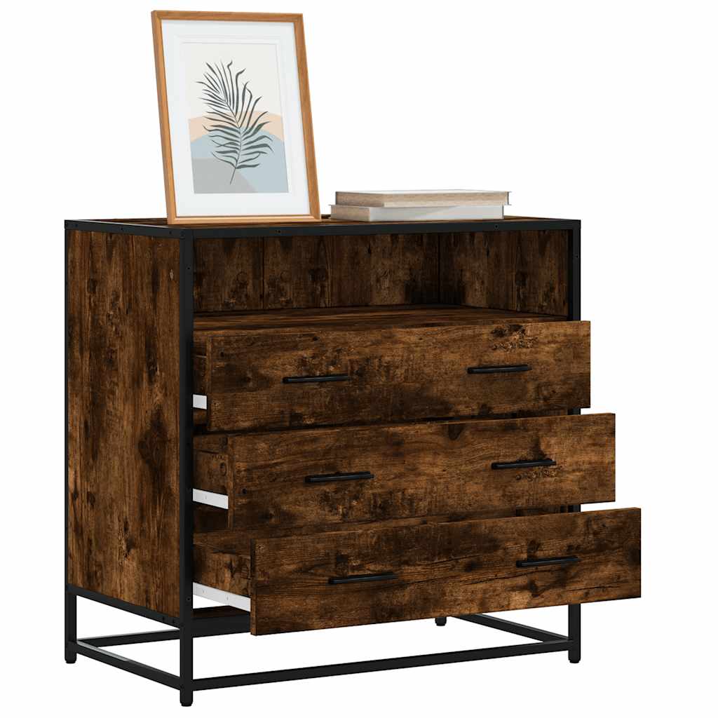 Dulap cu sertar, stejar fumuriu, 70x41x70 cm, lemn prelucrat — imaginea 2