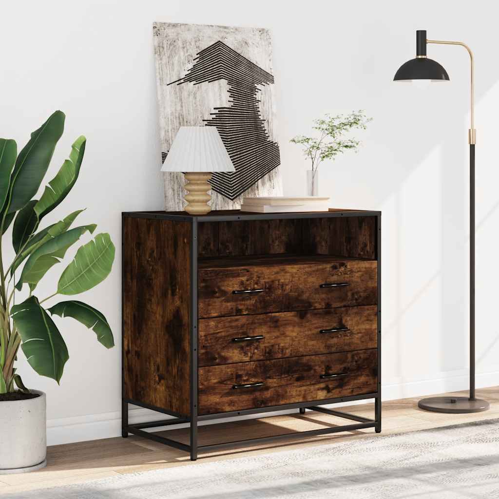 Dulap cu sertar, stejar fumuriu, 70x41x70 cm, lemn prelucrat — imaginea 3