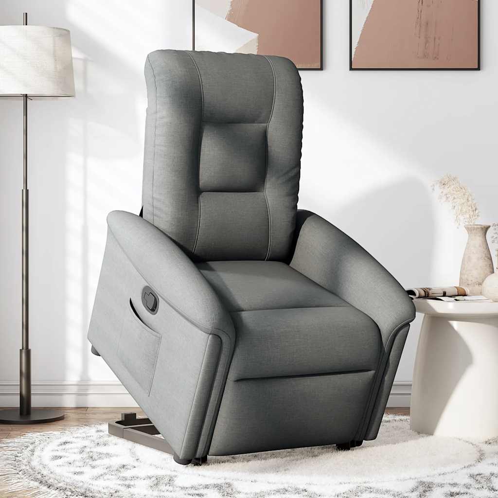Fotoliu rabatabil cu ridicare pe verticala, gri inchis, textil — imaginea 2