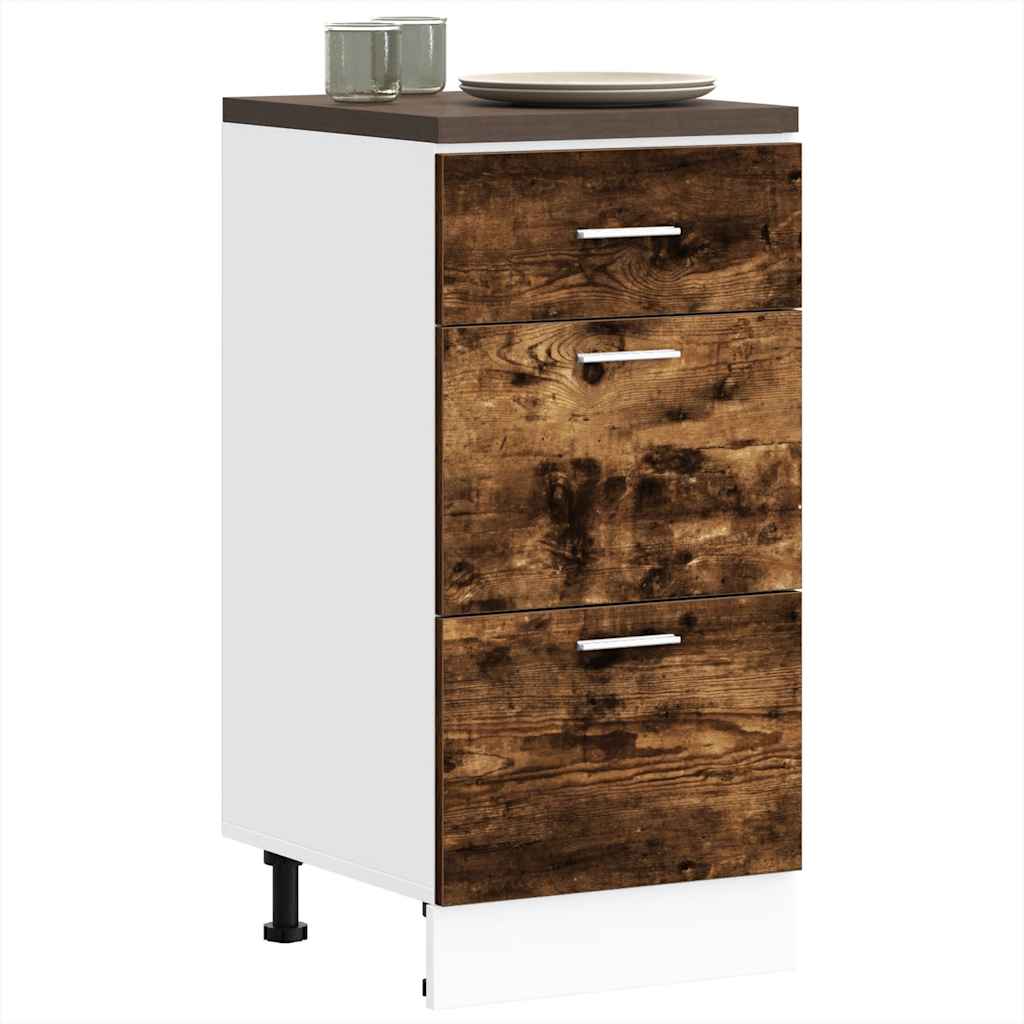 Dulap de jos stejar afumat 40x46x81,5 cm Lemn prelucrat — imaginea 2