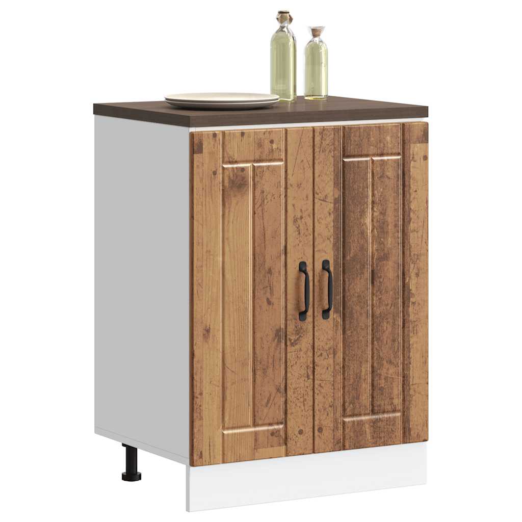 Dulap de baza pentru chiuveta „Lucca” Lemn vechi lemn prelucrat, model 1x dulap inferior (2 uși), mărime 60x46x81.5 cm — imaginea 3