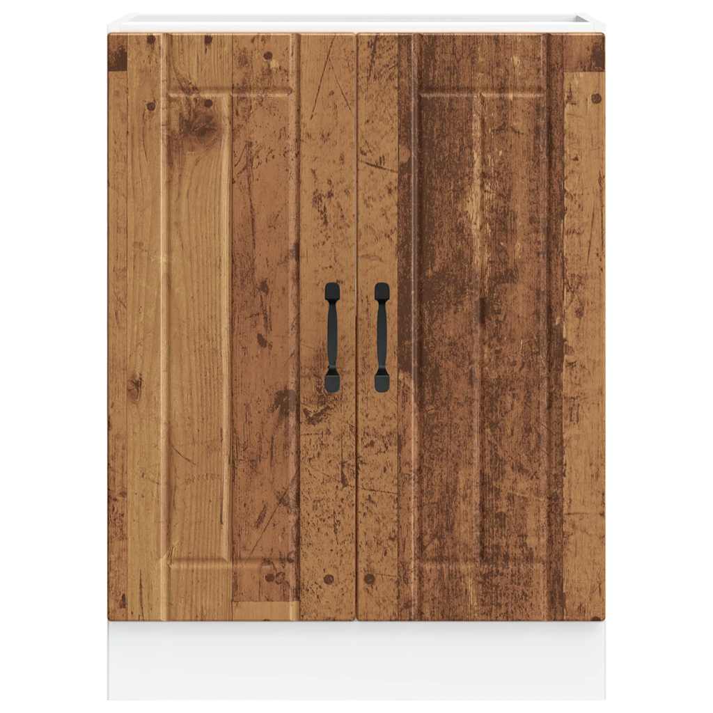 Dulap de baza pentru chiuveta „Lucca” Lemn vechi lemn prelucrat, model 1x dulap inferior (2 uși), mărime 60x46x81.5 cm — imaginea 4